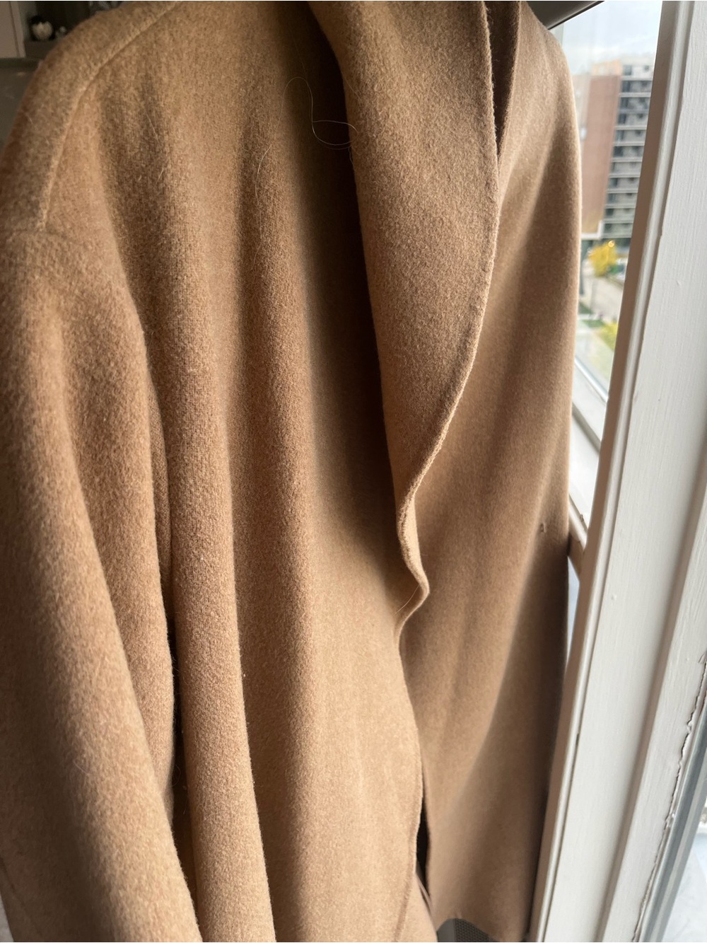 Club Monaco Camel Draped Hooded Wool-Blend Trench Coat